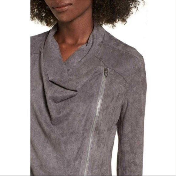 BLANKNYC Asymmetrical Zip Drape Front Faux Suede Jacket Small Blank NYC - Picture 2 of 8